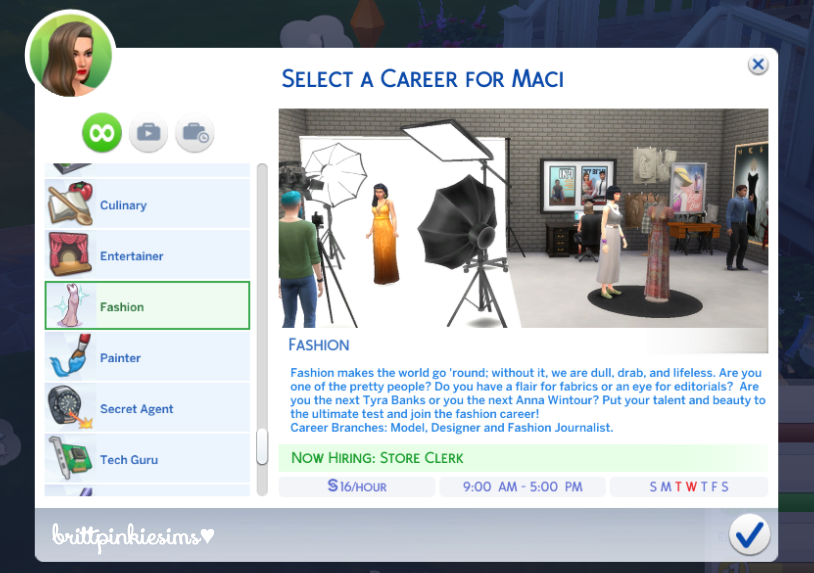 WIP: Fashion Career EDIT: You can now download the mod here!