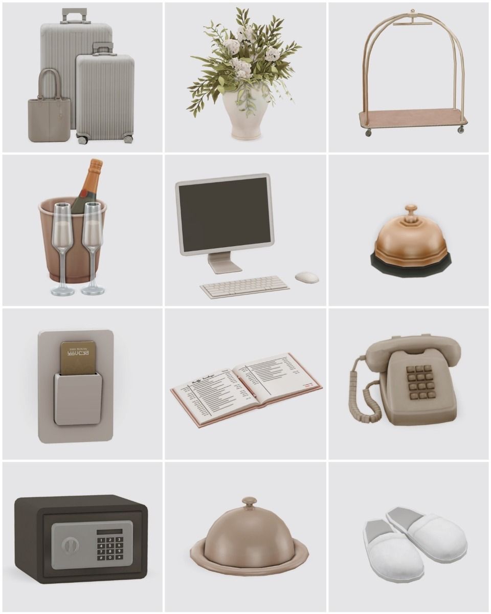 sims 4 aesthetic hotel essentials