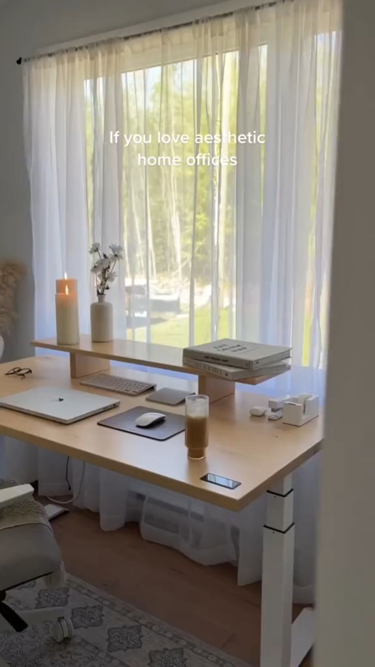 Aesthetic Home Office | Solid Wood Standing Desk