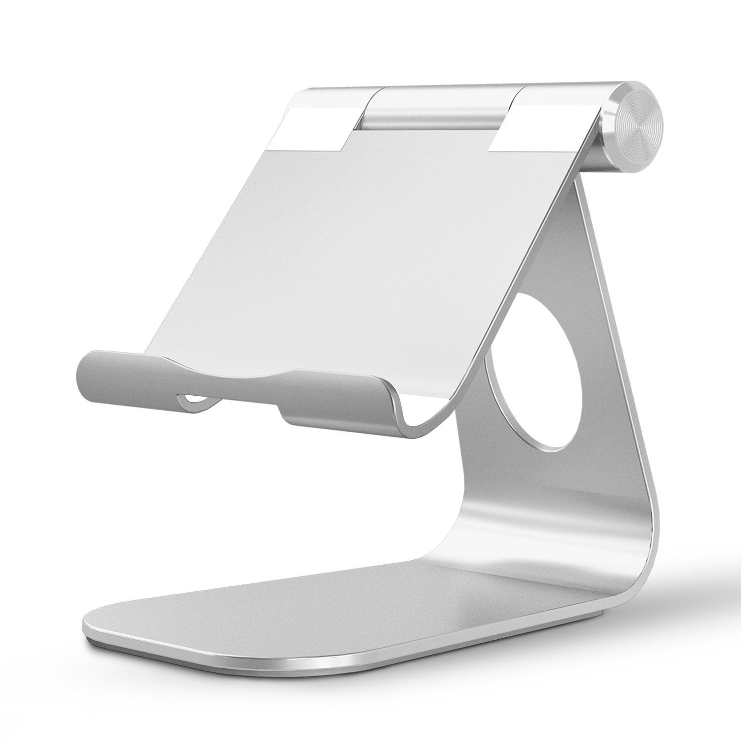 OMOTON Tablet Stand Holder Adjustable, T1 Desktop Aluminum Tablet Dock Cradle Compatible with iPad Air/Mini, iPad 10.2/9.7, iPad Pro 11/12.9/13, Samsung Tab and More Up to 13 inch, Silver