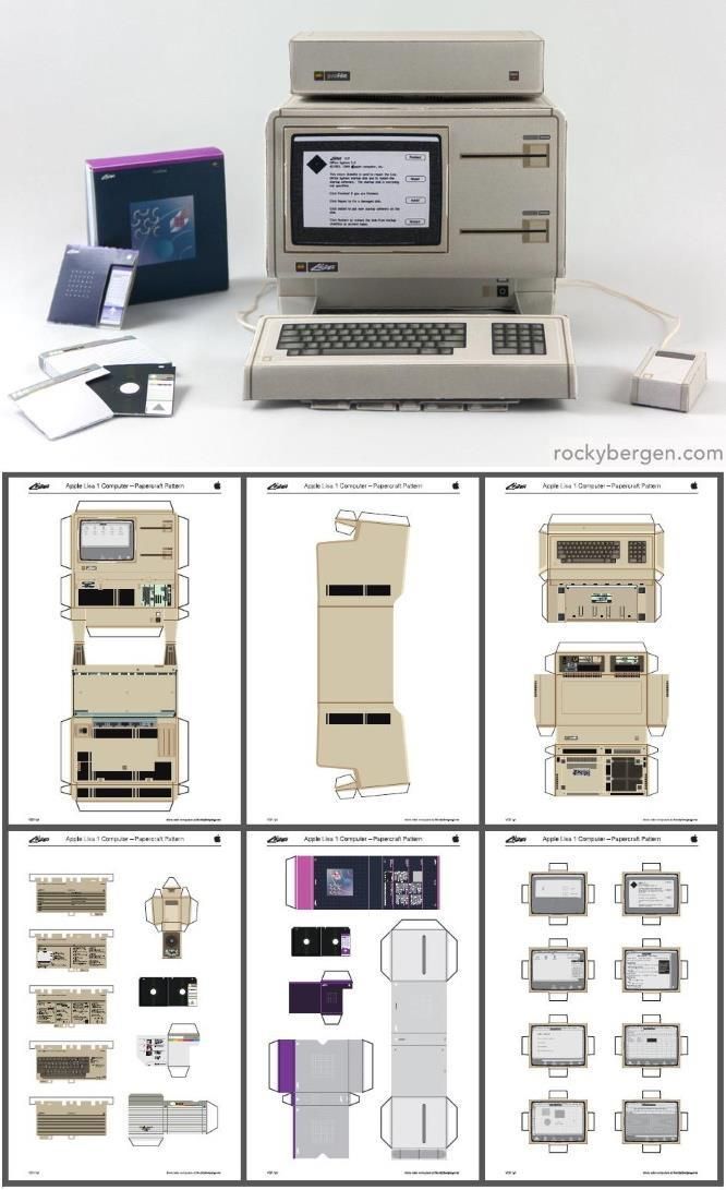 1983`s Apple Lisa I Personal Computer Miniature Paper Model by Rocky Bergen